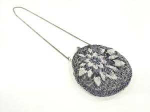 アンティーク　ビーズ花模様バッグ